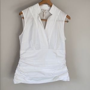 Laundry white ruched sleeveless blouse sz 10